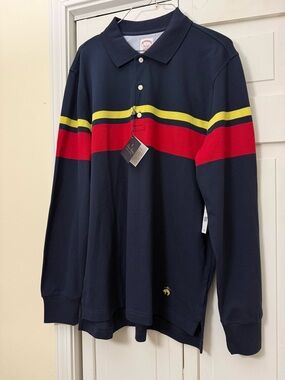 Brooks Brothers Polo Shirt Long Sleeve Original Fit Supima Cotton Men Sz L NWT